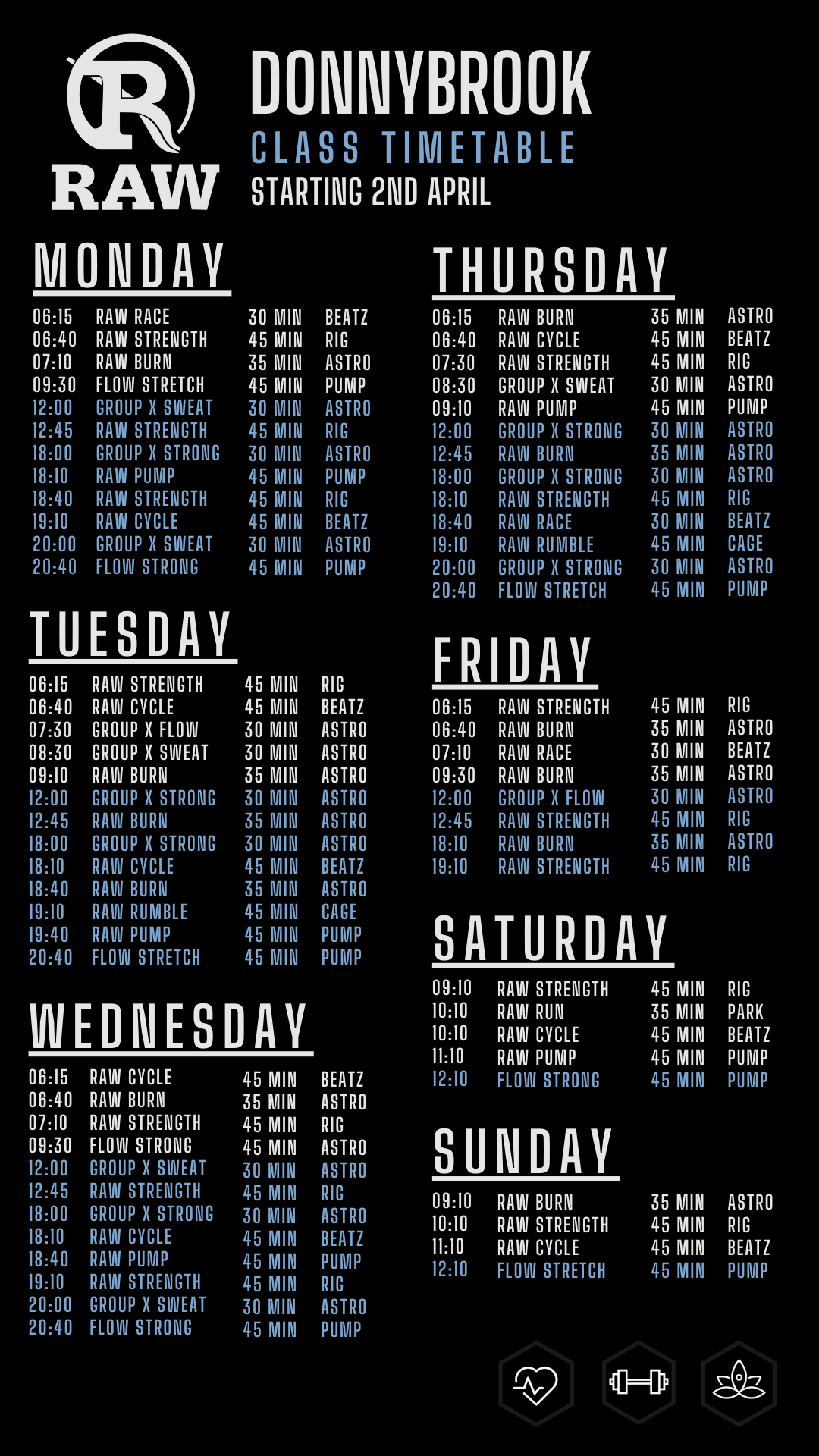 Donnybrook Timetable April
